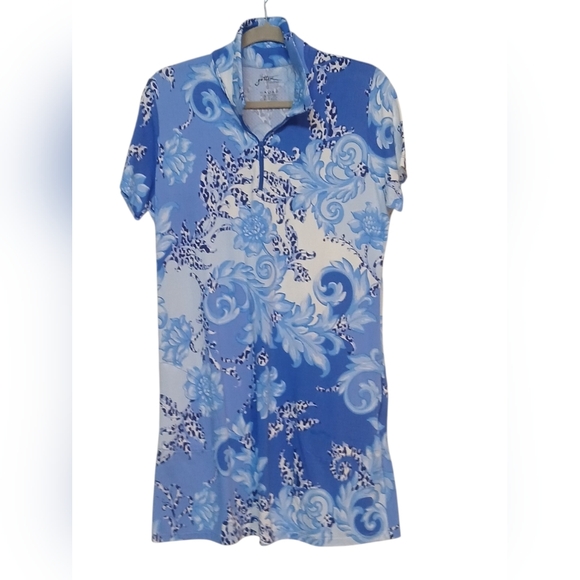 Gottox - NWOT Multi Colored Shift Dress, Zipperd Neck, Short Sleeve, Collared - Picture 10 of 11